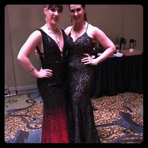 Black lace long dress